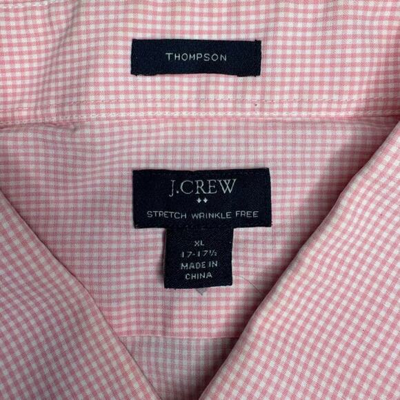J. Crew Thompson Light Pink Gingham Long Sleeve Dress Shirt Mens Sz XL - Picture 5 of 7